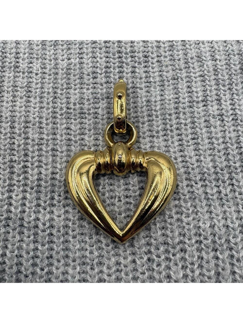 Givenchy Gold Tone Open Heart Pendant Charm Designer Signed Statement